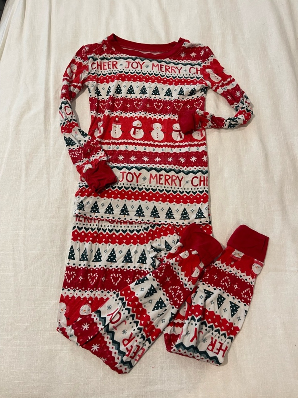 Little Sleepies Red Holiday Snowman & Tree Pajama Set